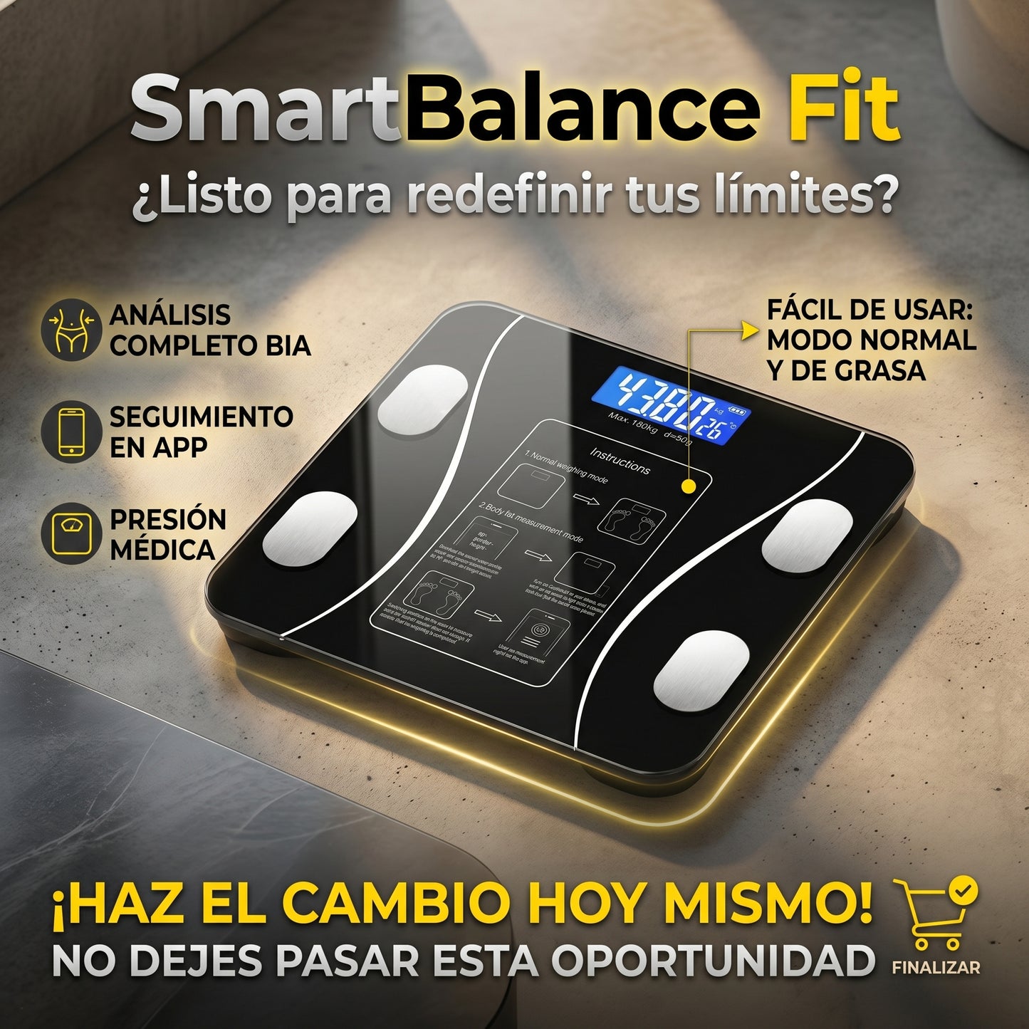 SmartBalance Fit - Báscula Conectada a Bluetooth - Visualiza Tu Progreso Desde El Celular