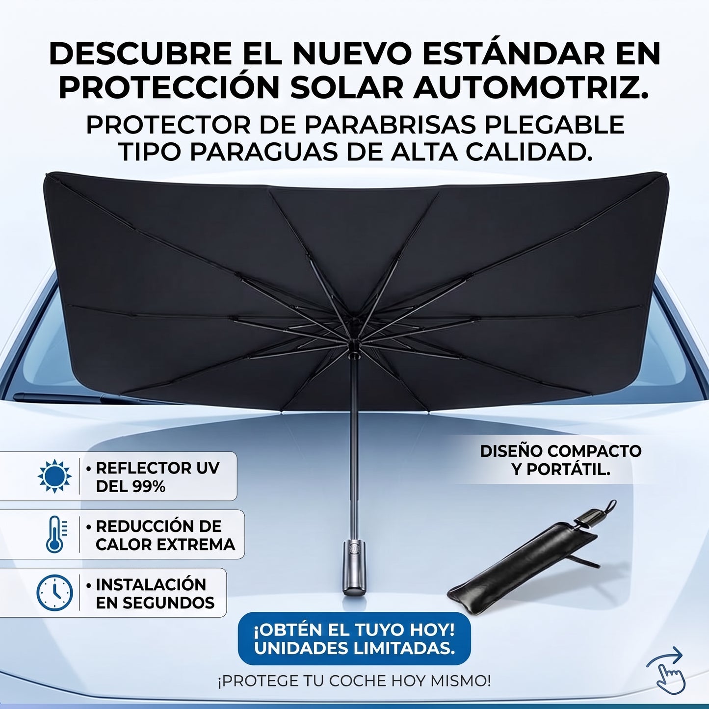 PARASOL PLEGABLE PARA PARABRISAS - Protección Solar para Auto