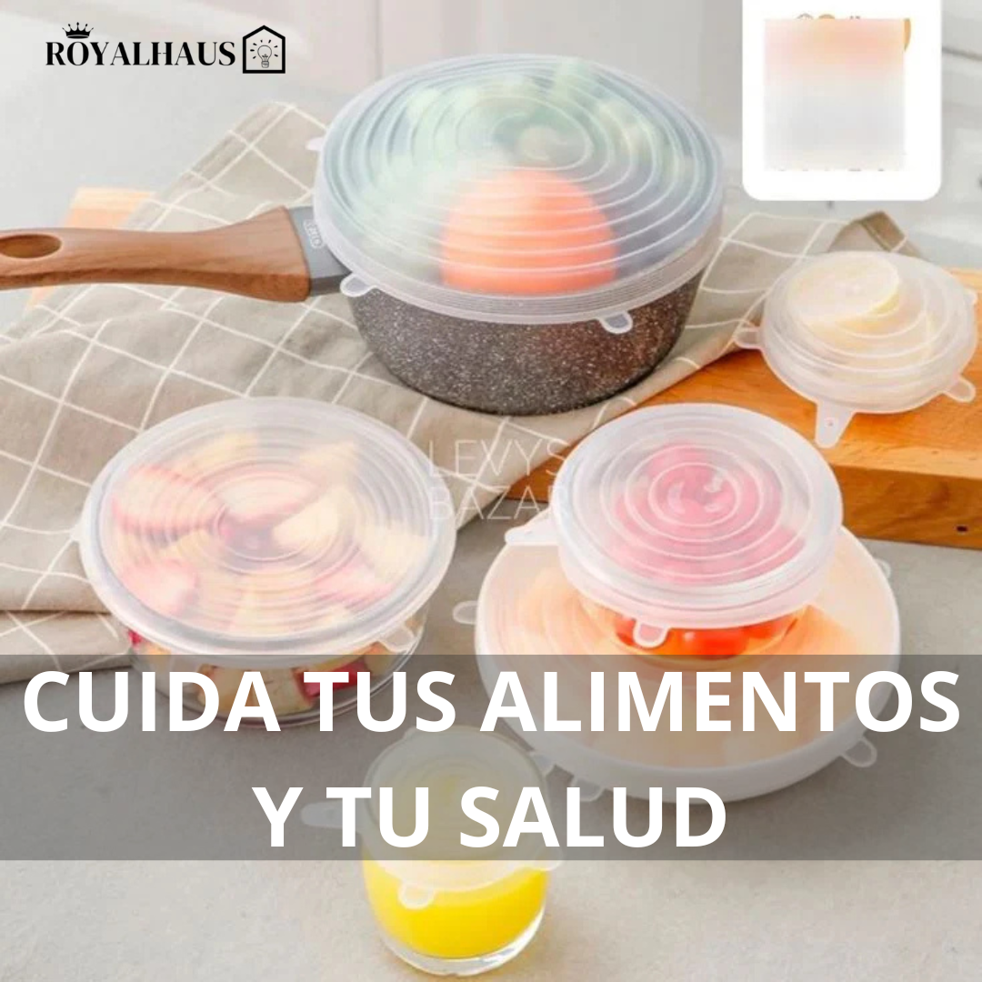 SellaFlex: 6 Tapas de silicona reutilizables que sellan frescura en segundos