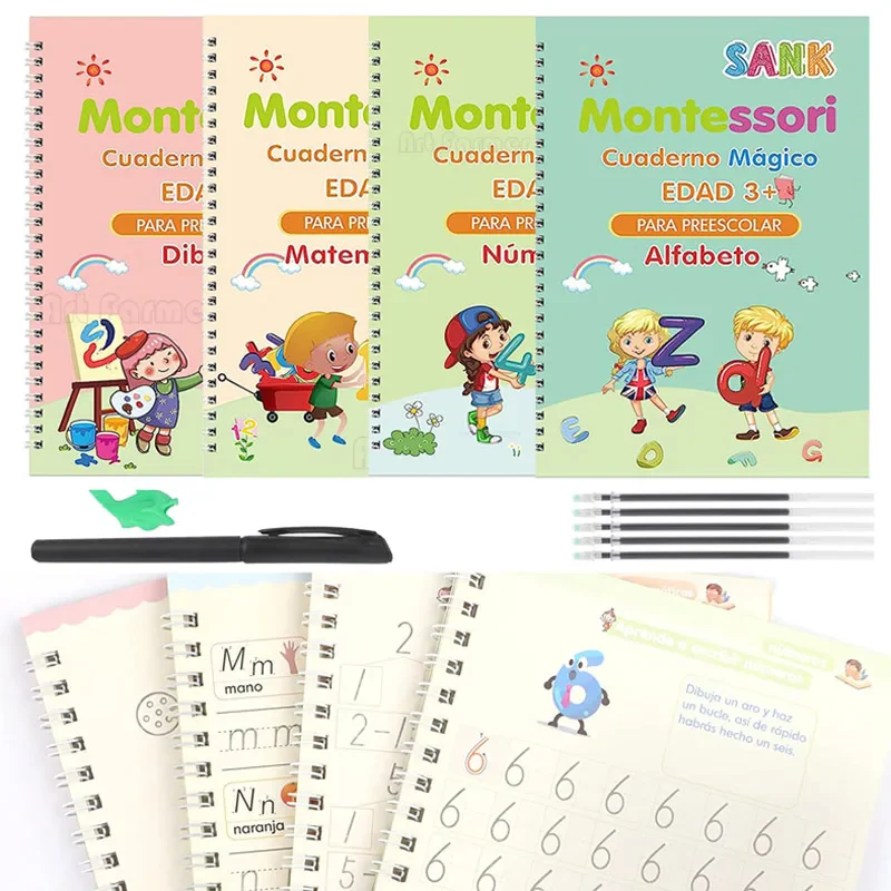 4 Libros Montessori – Práctica de Escritura - Entretención Para Tus Niños