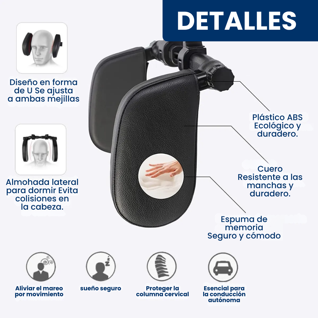 Reposacabezas de Auto Ajustable - Soporte Cervical Lateral - Alivia el dolor de cuello desde el primer viaje