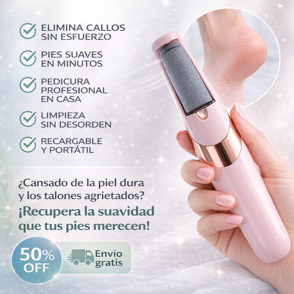 Removedor de Durezas Recargable - Exfolia Piel Dura del Talón - Pies Suaves sin Esfuerzo en Cada Uso