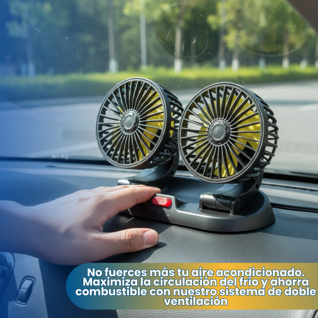 BreezeCar Pro – Doble Ventilador – Frescura Continua al Conducir