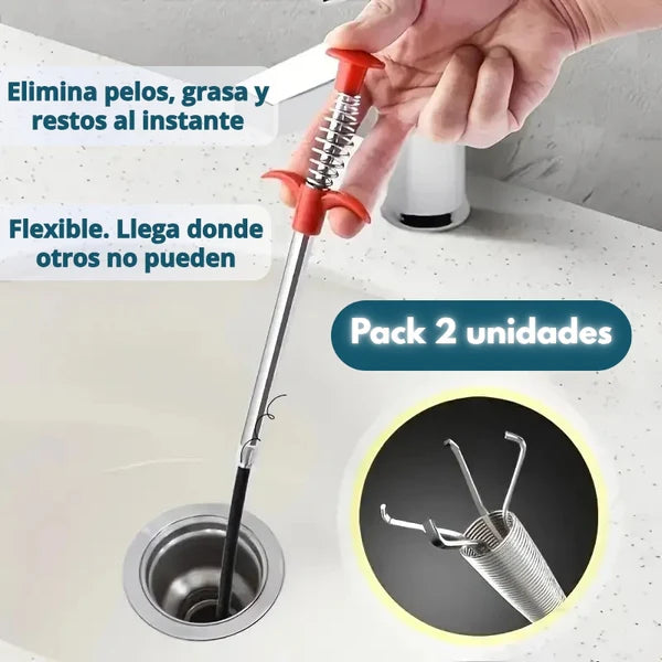 Gancho Flexible para Drenajes Obstruidos– Extrae pelos y residuos al instante