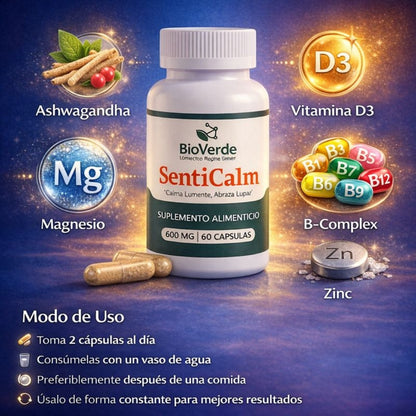 Senticalm 60 Cápsulas – Relajación Mental – Recupera tu Calma sin Dependencia