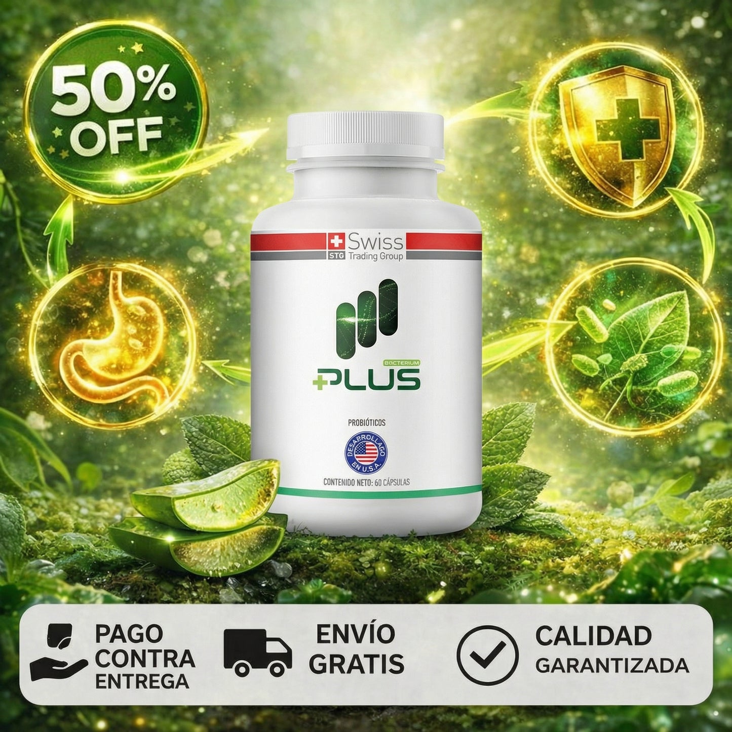 Bacterium Plus™ – Probiótico Control de Cándida – Adiós Hinchazón en 30 Días