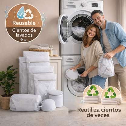 KIT 7 BOLSAS DE MALLA PARA LAVADO - ROPA COMO NUEVA EN CADA LAVADO