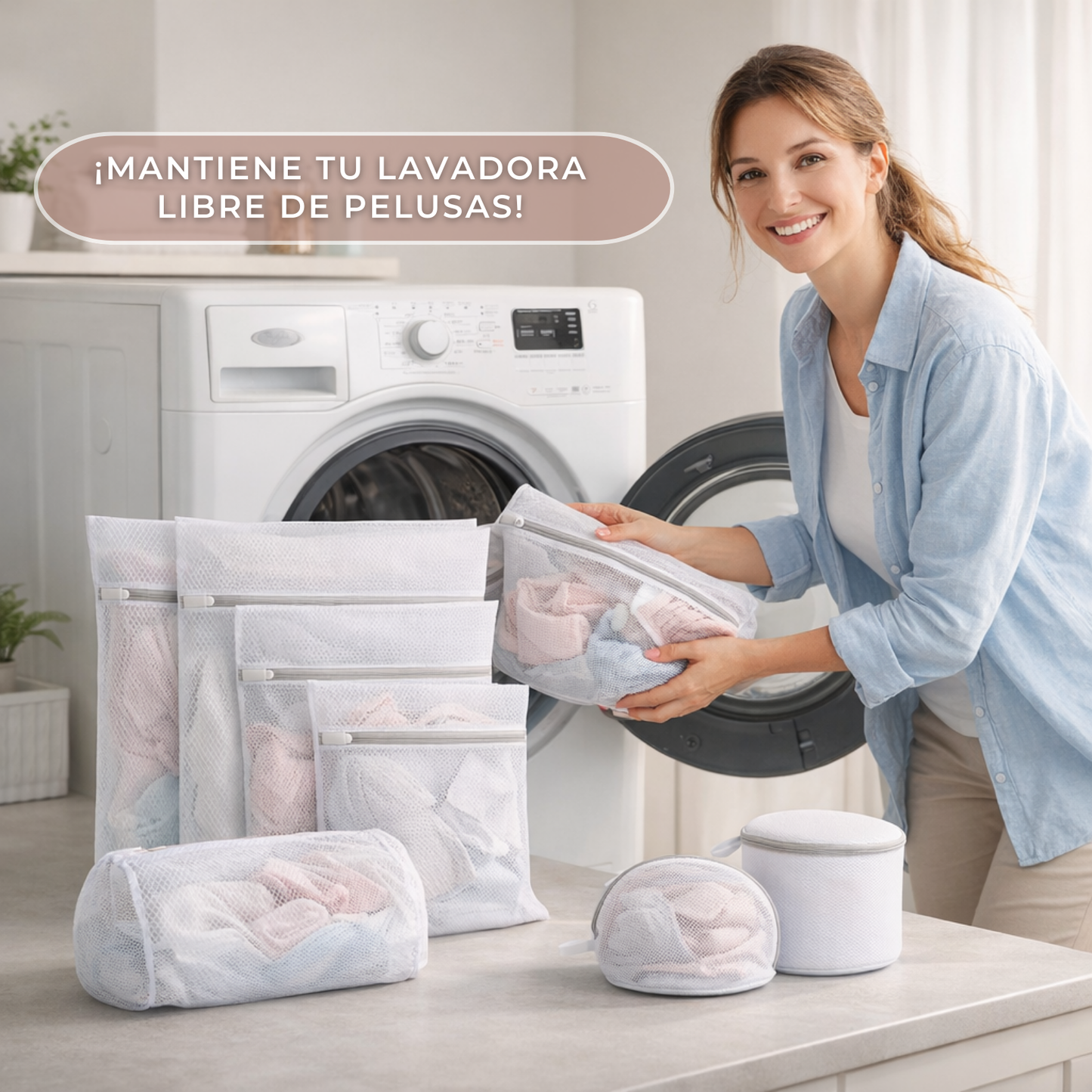 KIT 7 BOLSAS DE MALLA PARA LAVADO - ROPA COMO NUEVA EN CADA LAVADO