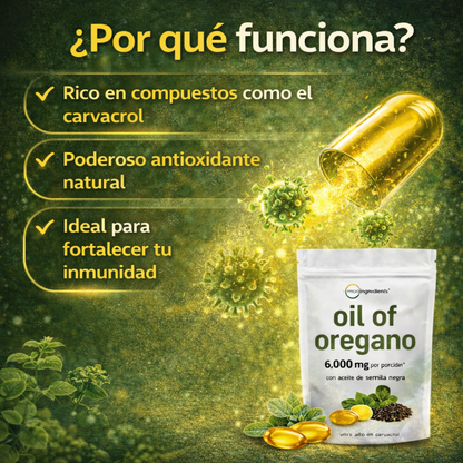 Aceite de Orégano Natural - Apoyo al Sistema Inmune - Protección y Bienestar Diario