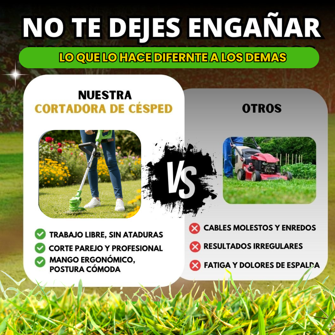 Cortadora de Pasto 3 en 1 - Bordea tu Jardín a la perfección +2 Baterías de Regalo