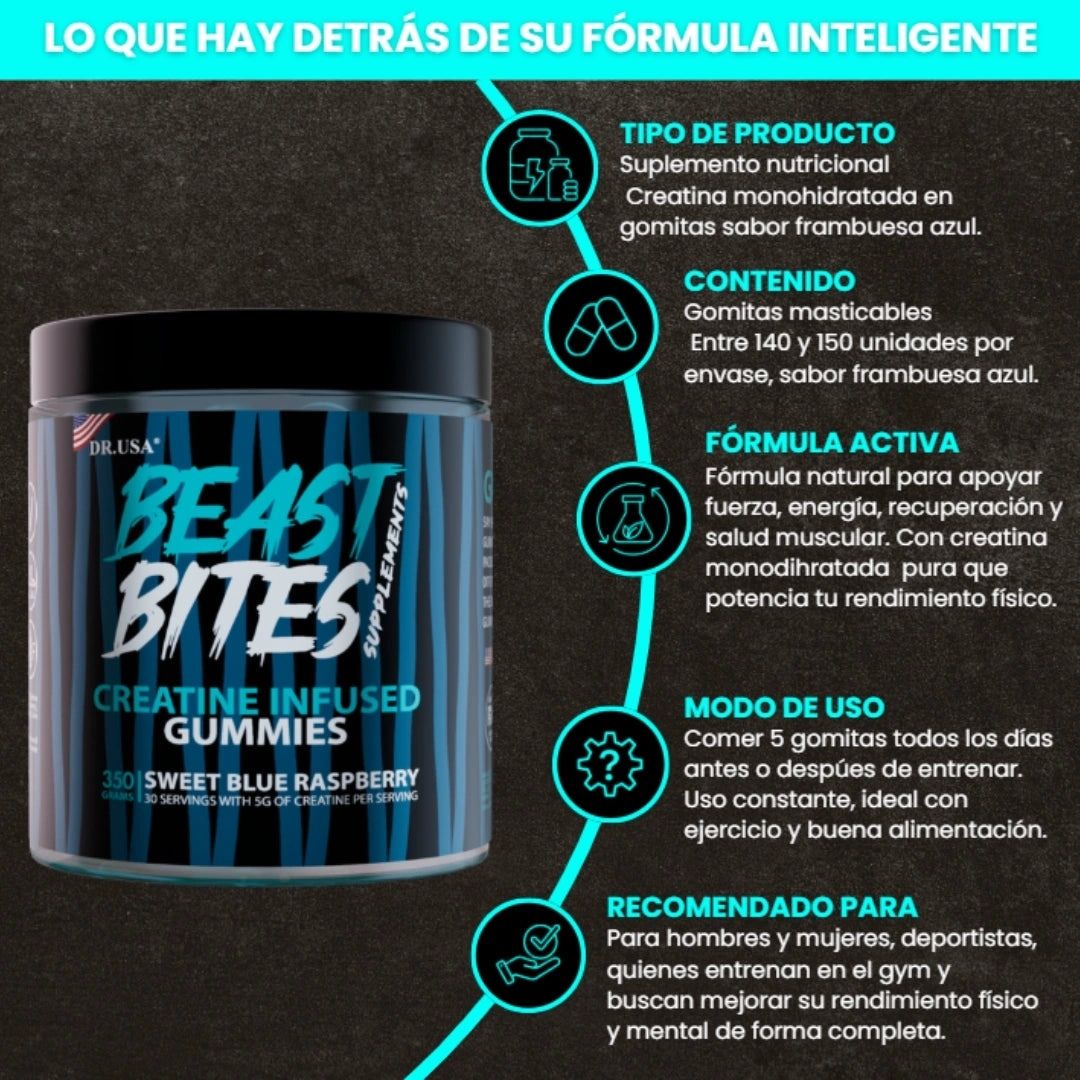 Beast Bites - Creatina en Gomitas para Fuerza y Recuperación