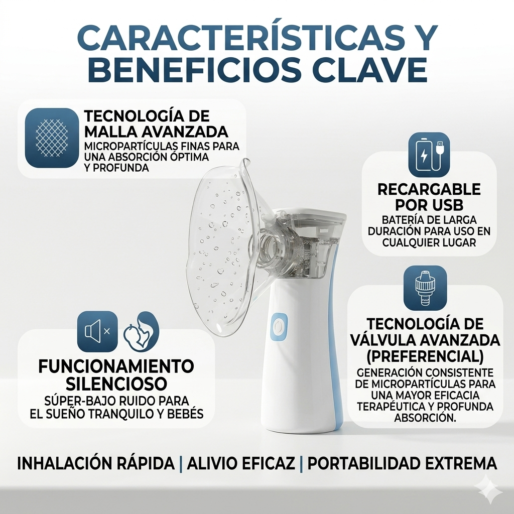 Nebulizador Portátil - Alivio Respiratorio Instantáneo - Respira Mejor en Minutos
