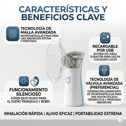 Nebulizador Portátil - Alivio Respiratorio Instantáneo - Respira Mejor en Minutos