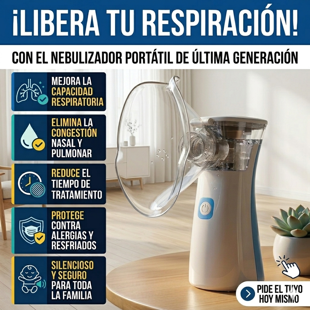 Nebulizador Portátil - Alivio Respiratorio Instantáneo - Respira Mejor en Minutos