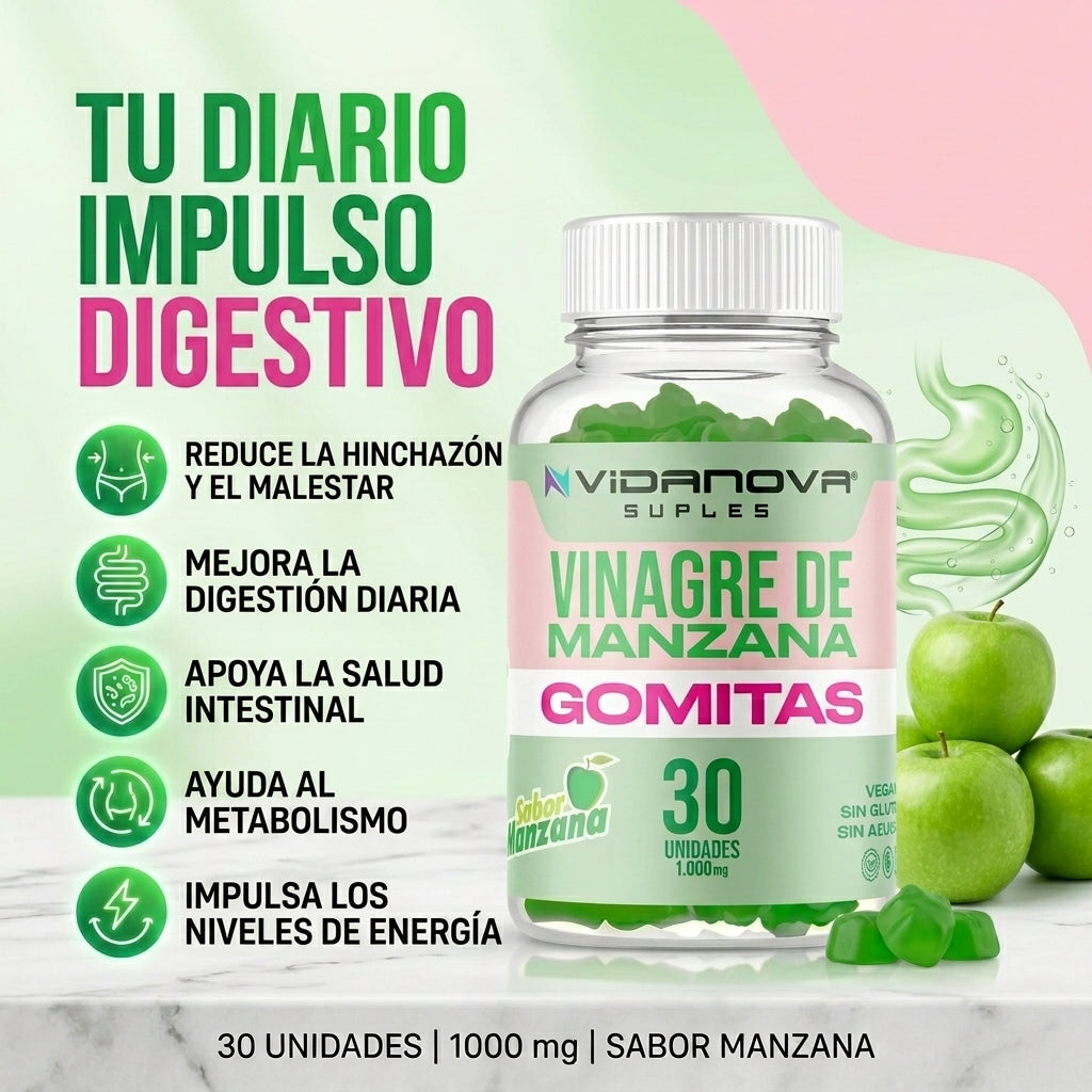 GOMITAS DE VINAGRE DE MANZANA - Bienestar Digestivo - Siéntete Más Liviana Cada Día