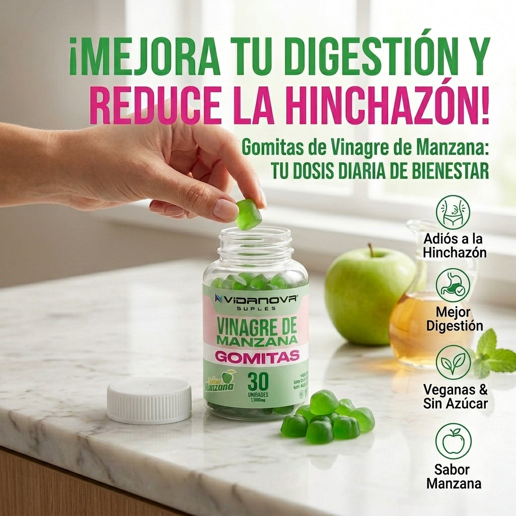 GOMITAS DE VINAGRE DE MANZANA - Bienestar Digestivo - Siéntete Más Liviana Cada Día