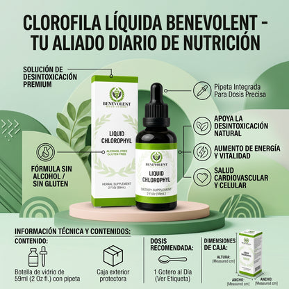 CLOROFILA BENEVOLENT - Rebaja y Desinflama Naturalmente - Frescura y practicidad para tu rutina diaria