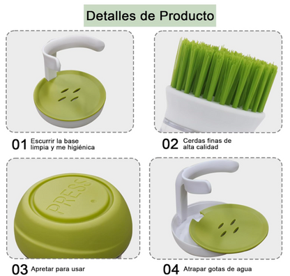 Pack 2 Cepillos de Limpieza con Dispensador de Jabón - Ahorra Tiempo y Energía