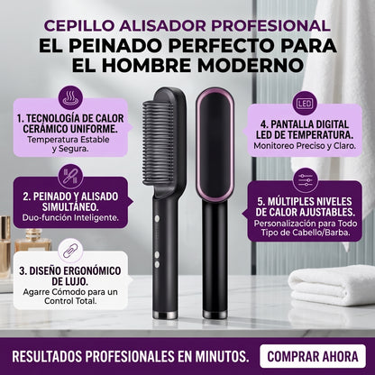 Cepillo Alisador Pro - Peina y Alisa - Cabello liso y brillante en pocos minutos