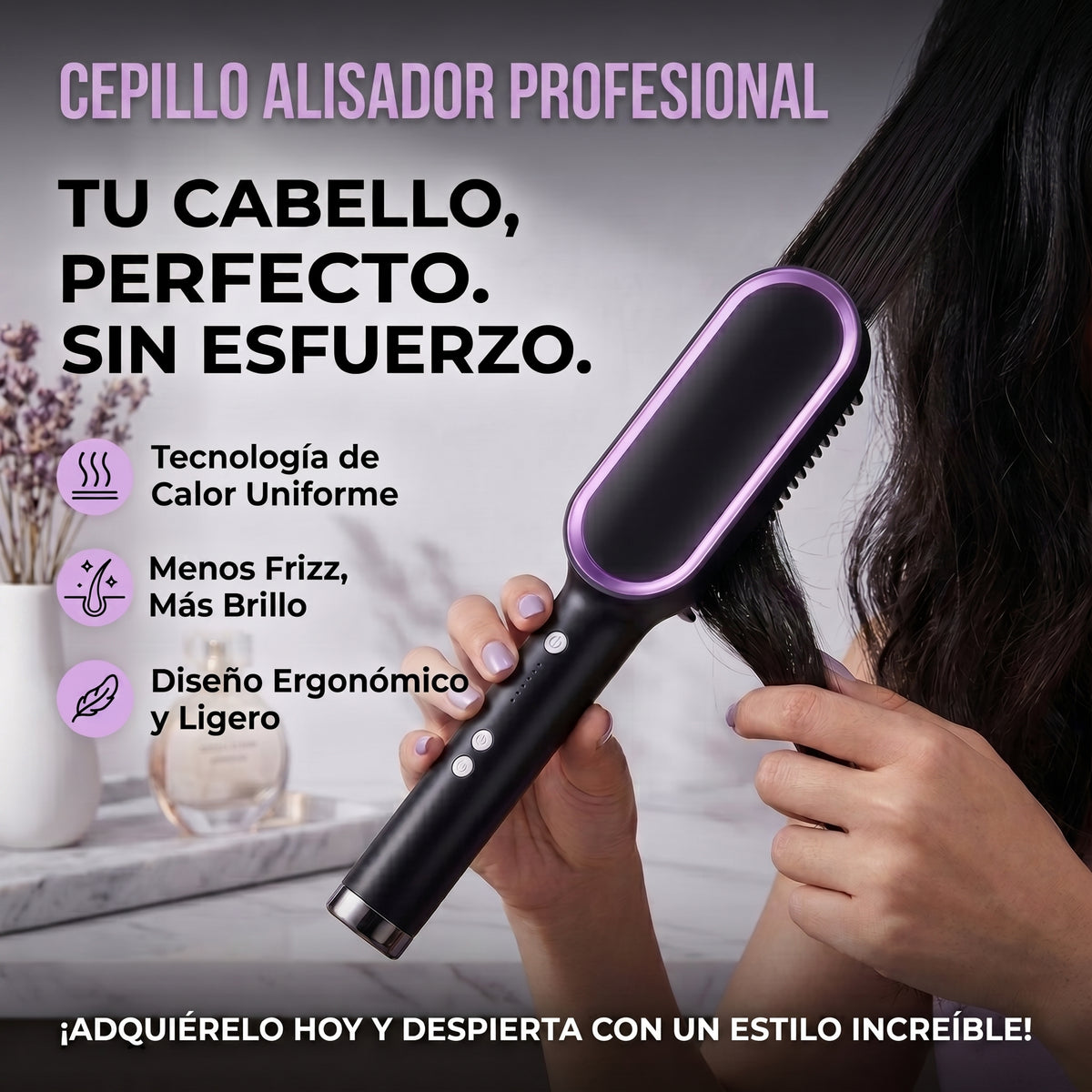 Cepillo Alisador Pro - Peina y Alisa - Cabello liso y brillante en pocos minutos