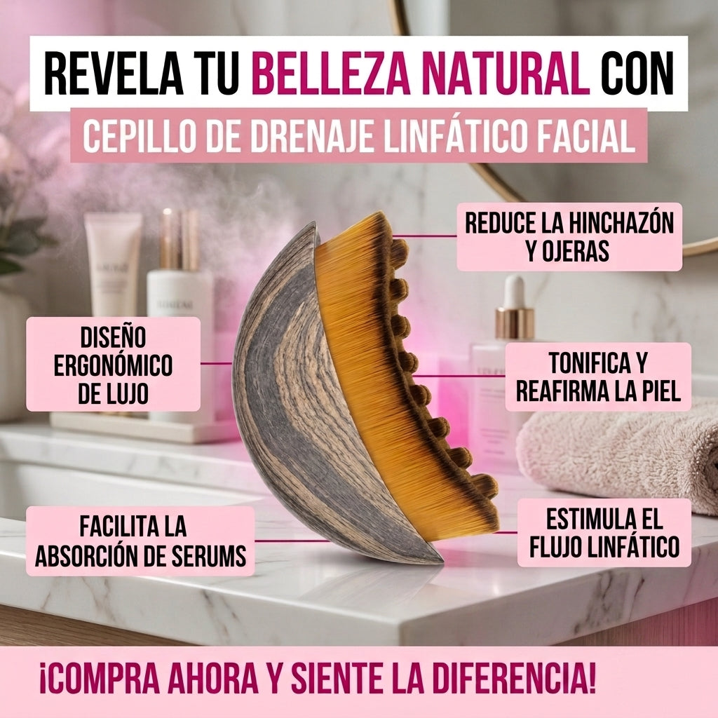 Cepillo Drenaje Linfático - Drenaje Facial - Ayuda a Definir Mandíbula y Desinflamar Naturalmente