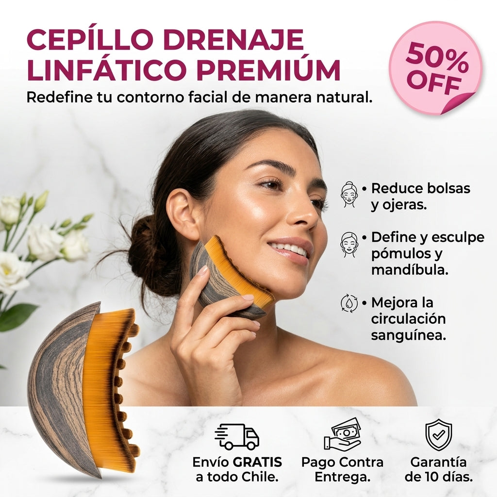 Cepillo Drenaje Linfático - Drenaje Facial - Ayuda a Definir Mandíbula y Desinflamar Naturalmente