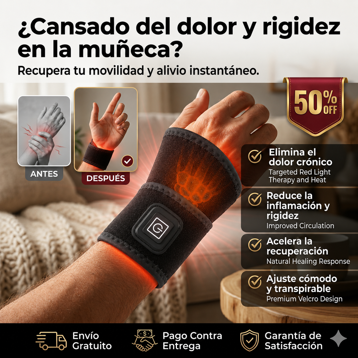 ThermoFlex Muñequera Térmica -Alivio y Comodidad Inmediata