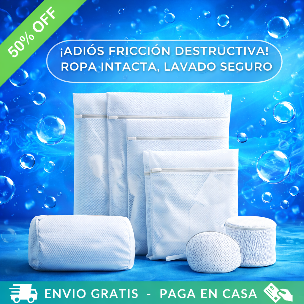 KIT 7 BOLSAS DE MALLA PARA LAVADO - ROPA COMO NUEVA EN CADA LAVADO