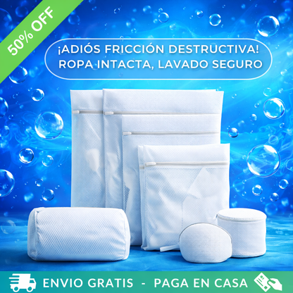 KIT 7 BOLSAS DE MALLA PARA LAVADO - ROPA COMO NUEVA EN CADA LAVADO