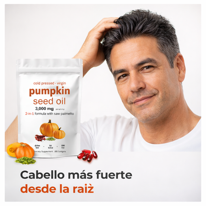 Aceite de Semilla de Calabaza - Cabello Más Fuerte y Piel Saludable en 120 Días