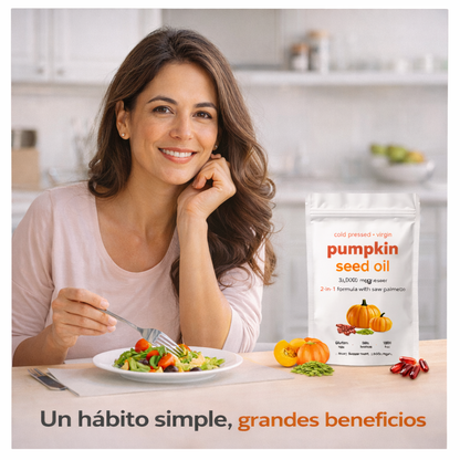 Aceite de Semilla de Calabaza - Cabello Más Fuerte y Piel Saludable en 120 Días