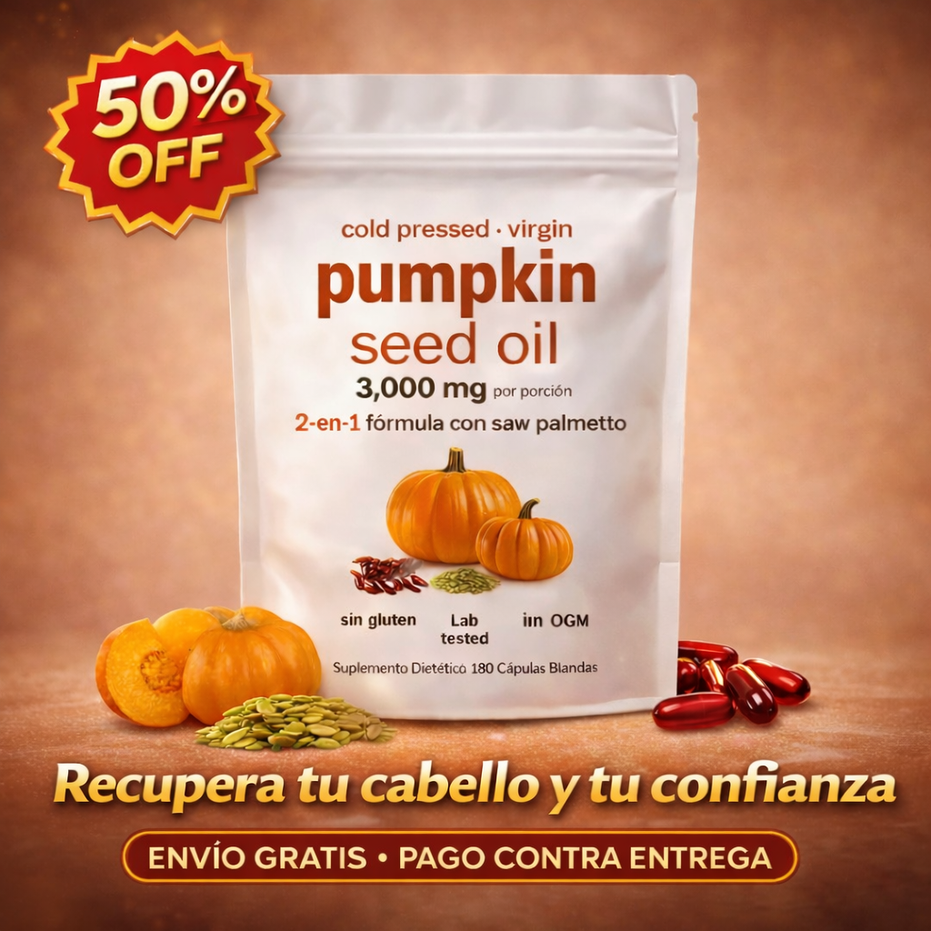 Aceite de Semilla de Calabaza - Cabello Más Fuerte y Piel Saludable en 120 Días