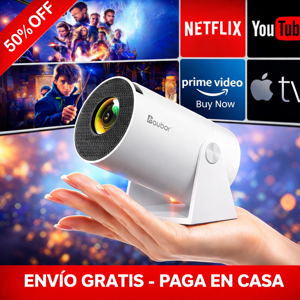Proyector Inteligente Full HD – Garantía 10 Días - Convierte Cualquier Espacio en Pantalla Gigante al Instante