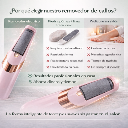 Removedor de Durezas Recargable - Exfolia Piel Dura del Talón - Pies Suaves sin Esfuerzo en Cada Uso