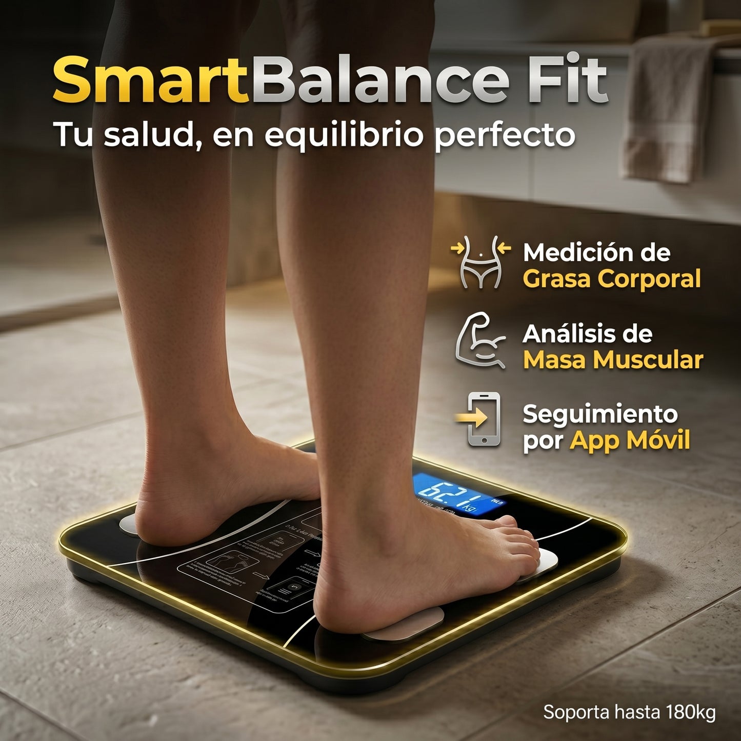 SmartBalance Fit - Báscula Conectada a Bluetooth - Visualiza Tu Progreso Desde El Celular