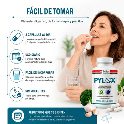 Pylox™ - Reduce Inflamación Abdominal, Acidez y Reflujo por Helicobacter Pylori
