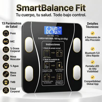 SmartBalance Fit - Báscula Conectada a Bluetooth - Visualiza Tu Progreso Desde El Celular