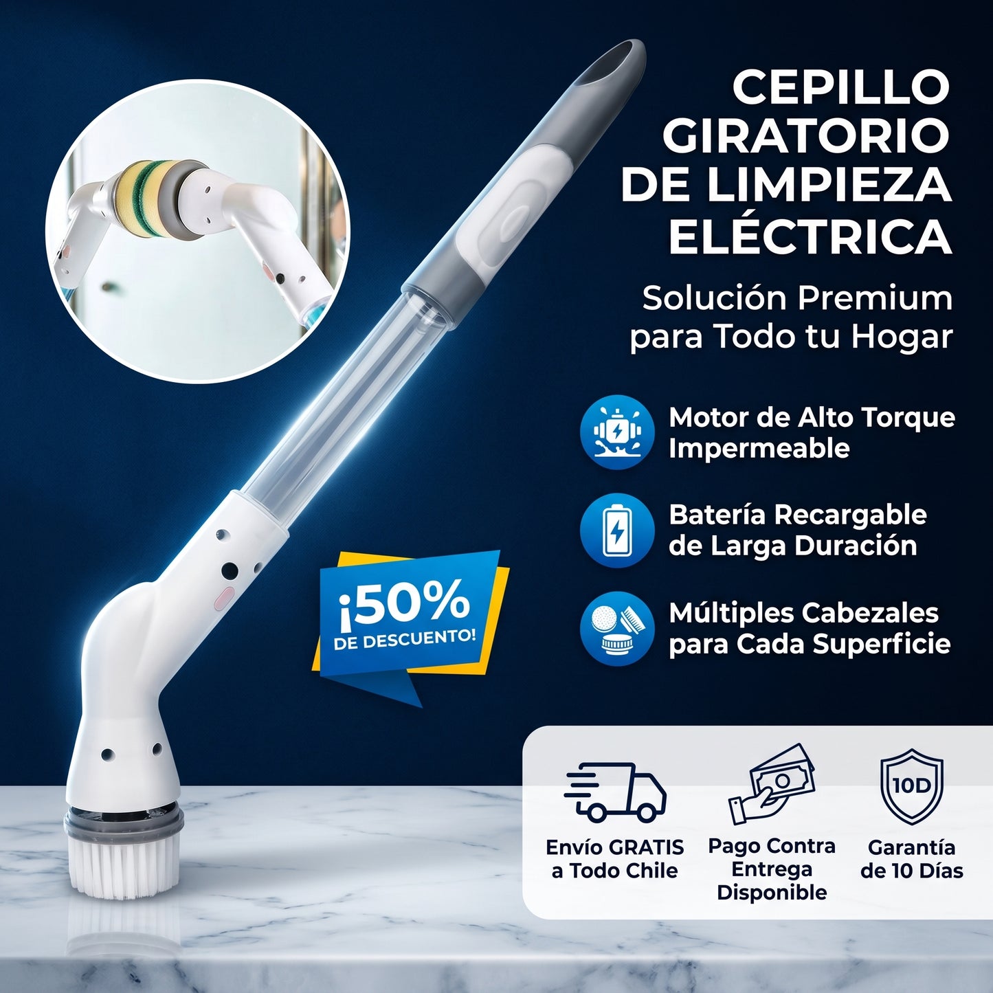 Cepillo Eléctrico de Limpieza - Limpieza Profunda - Elimina suciedad difícil en menos tiempo
