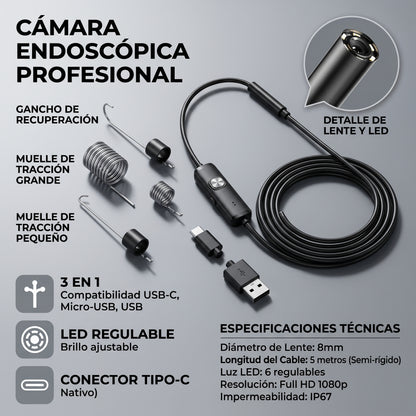 Cámara Endoscópica - Inspección Profunda - Ve Donde Tus Ojos No Llegan en Segundos