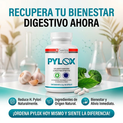 Pylox™ - Reduce Inflamación Abdominal, Acidez y Reflujo por Helicobacter Pylori
