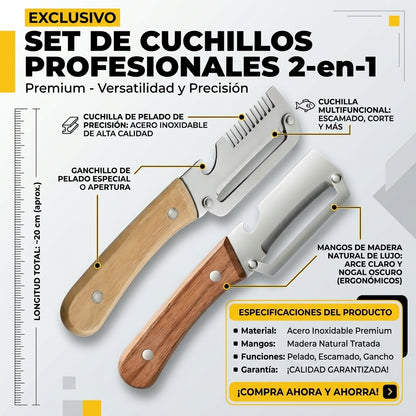 PACK SET DE CUCHILLOS PROFESIONAL  - Cortes rápidos y precisos para tus preparaciones diarias