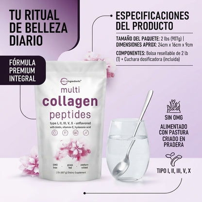 Multi Collagen Peptides - Colágeno en Polvo - Complementa tu Rutina de Piel, Cabello y Uñas