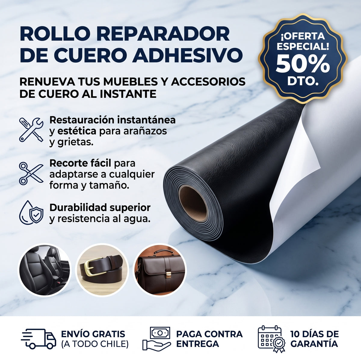 ROLLO CUERO ADHESIVO DE REPARACION - Renueva Tapizados Sin Cambiar El Mueble