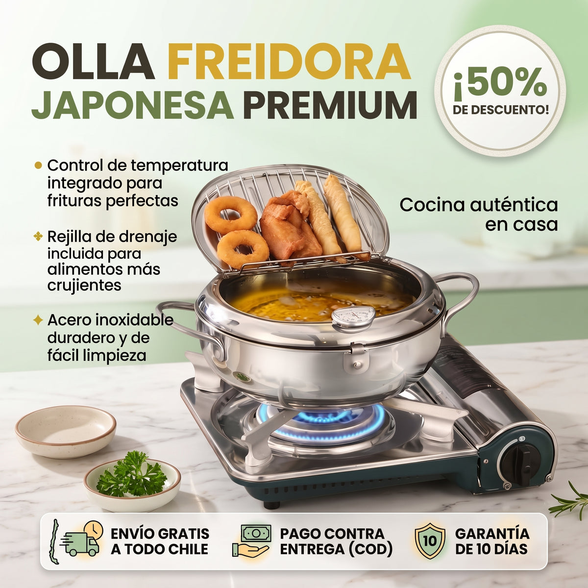 OLLA FREIDORA JAPONESA - Controla el Aceite y Fríe sin desorden
