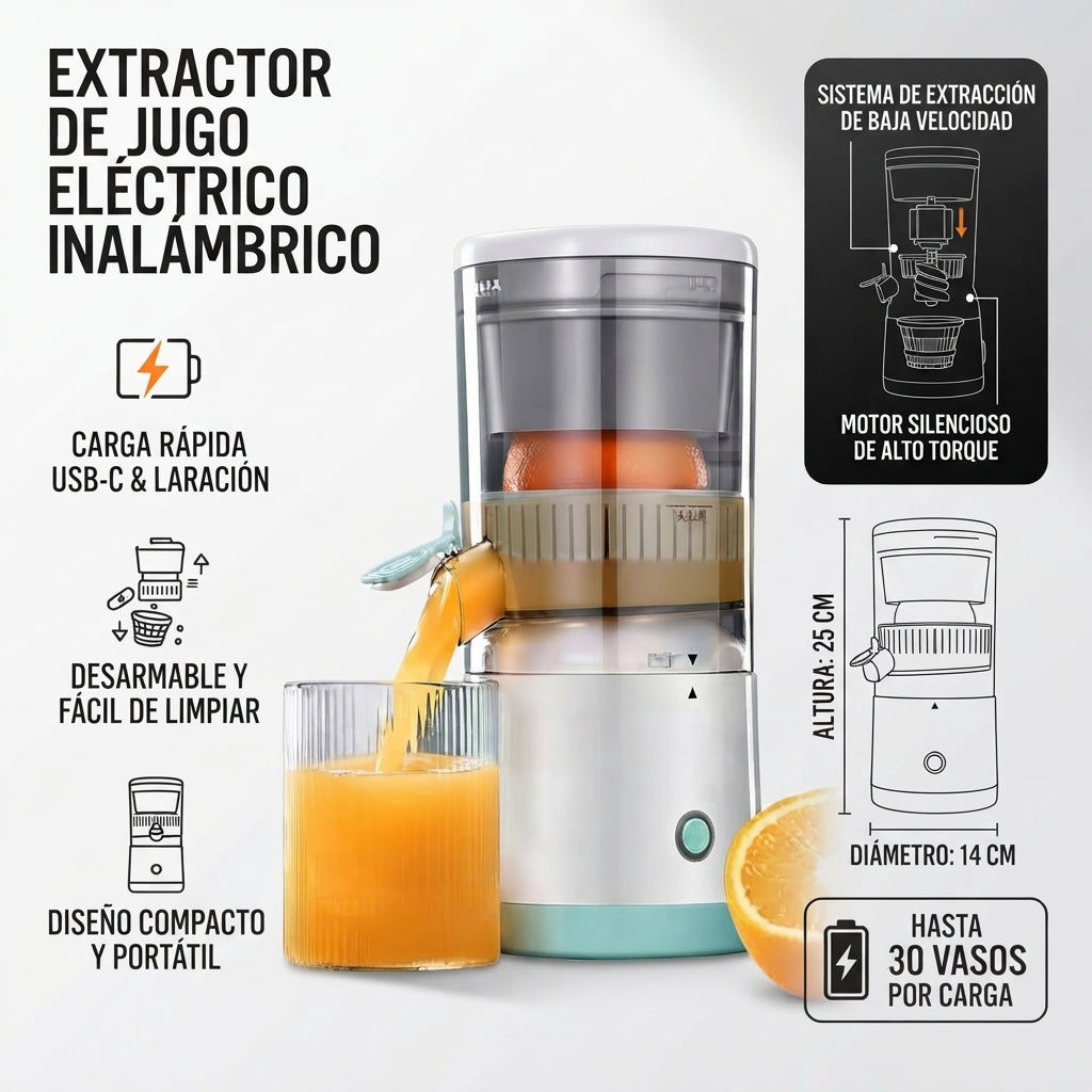EXPRIMIDOR ELECTRICO DE JUGO INALAMBRICO - Disfruta Jugo Fresco Donde Quieras