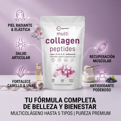 Multi Collagen Peptides - Colágeno en Polvo - Complementa tu Rutina de Piel, Cabello y Uñas