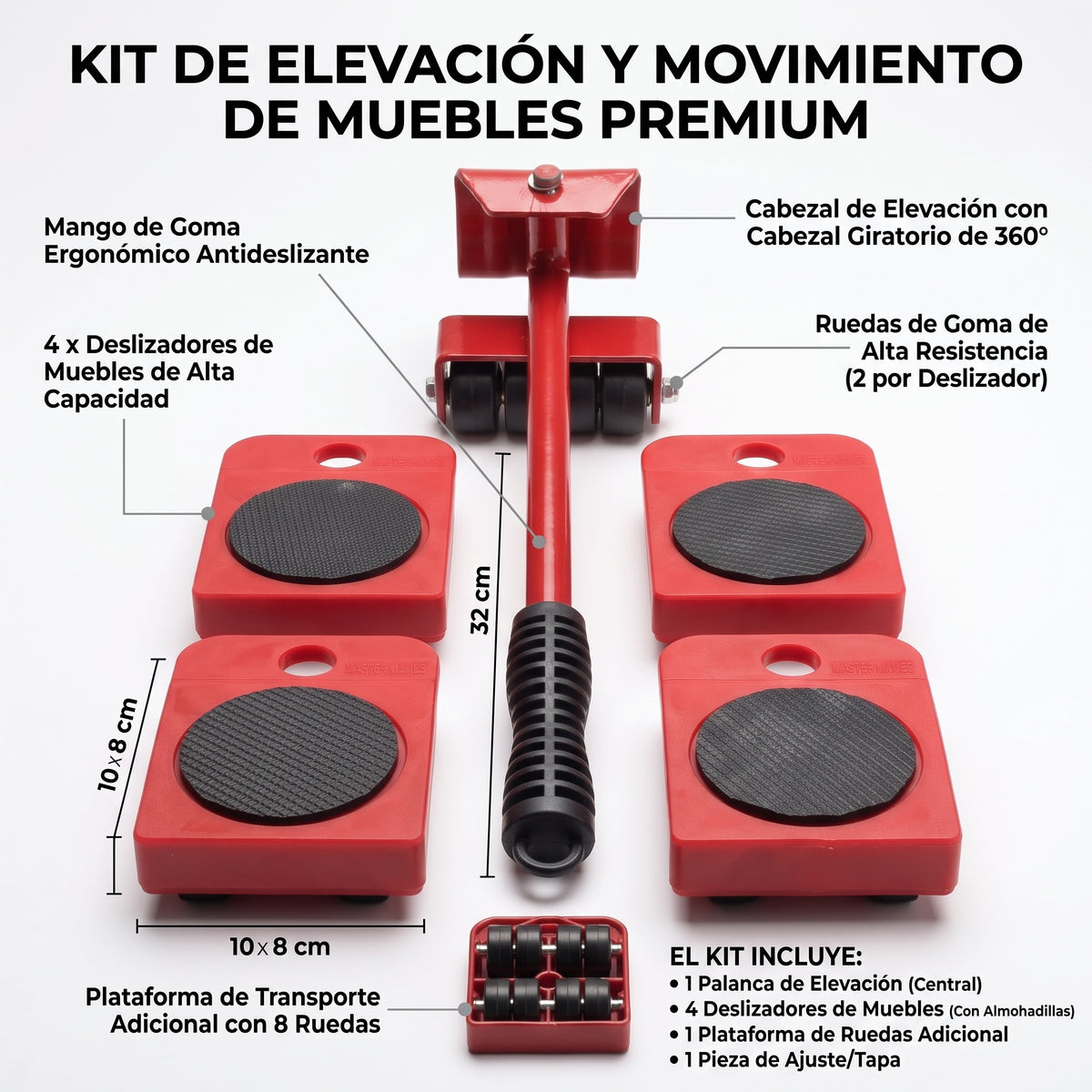 KIT LEVANTA MUEBLE - Mueve sofás, camas y electrodomésticos fácilmente