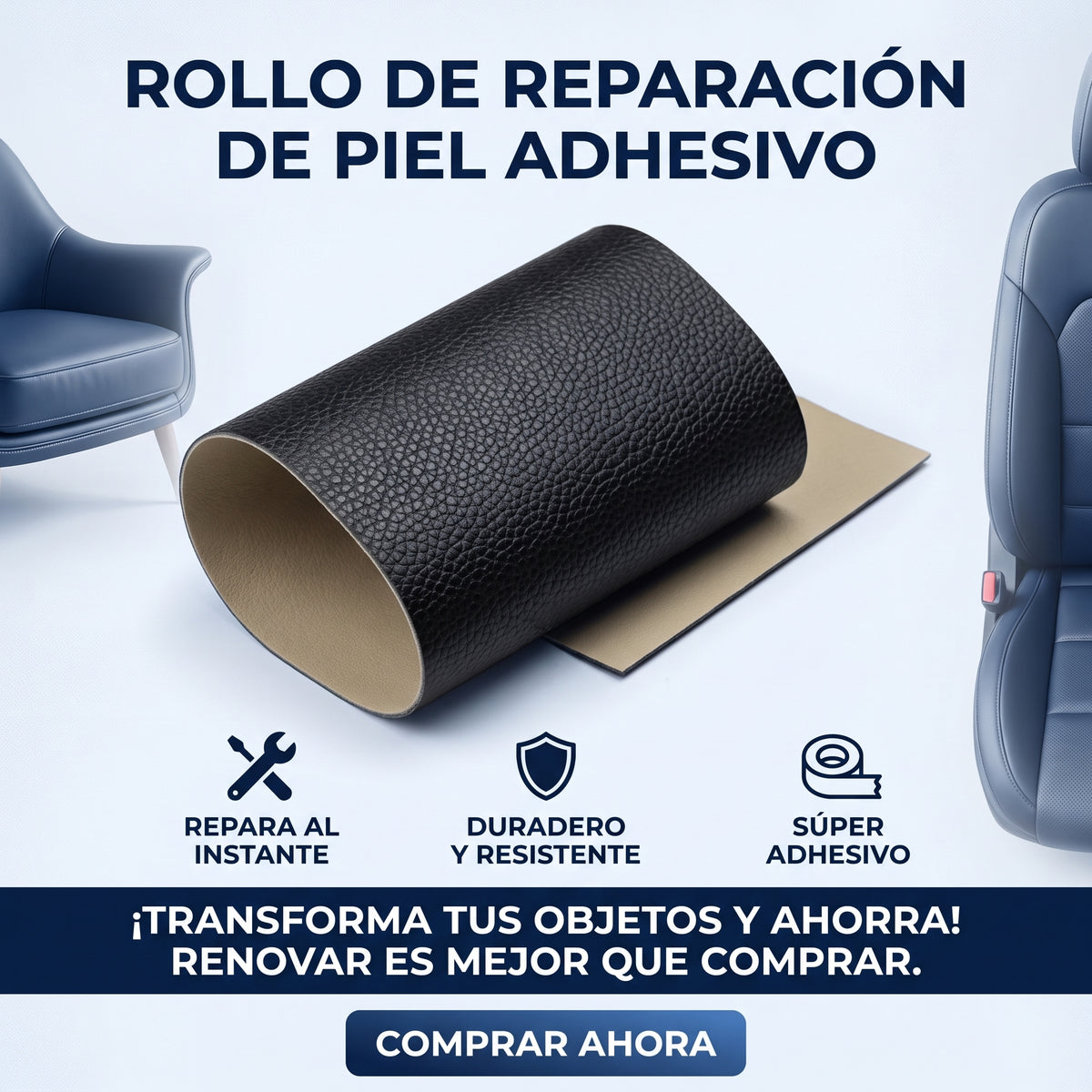 ROLLO CUERO ADHESIVO DE REPARACION - Renueva Tapizados Sin Cambiar El Mueble