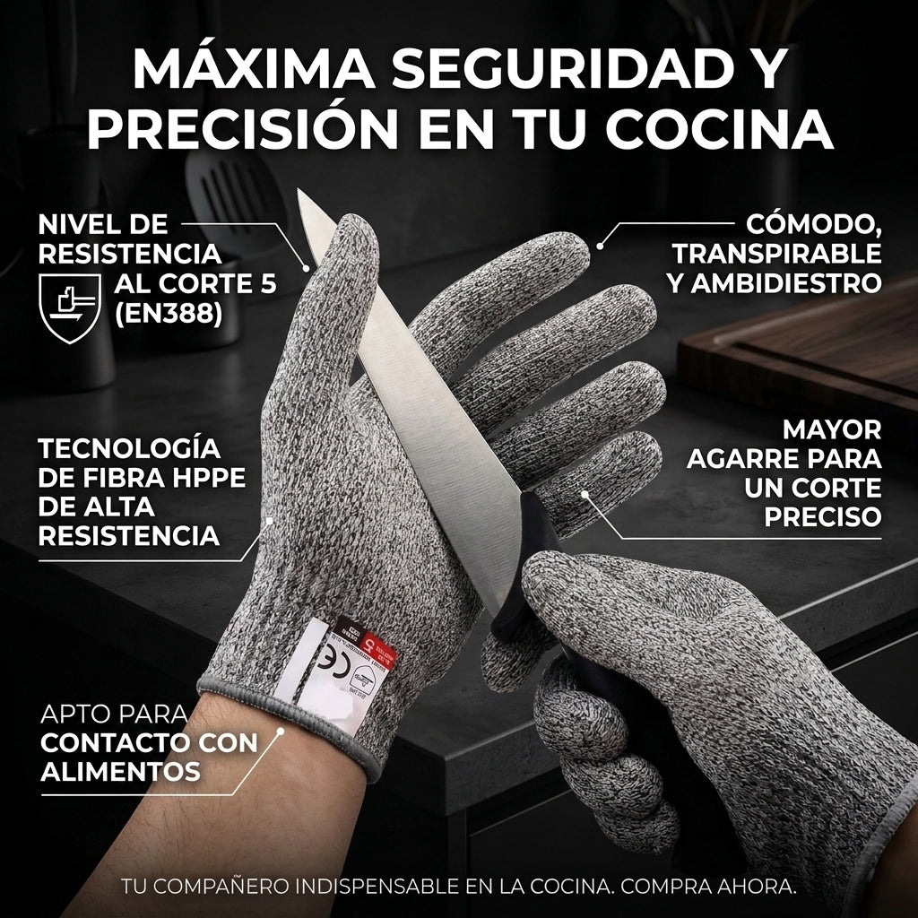 PAR GUANTES ANTICORTE - Reduce la exposición de tus manos a objetos filosos
