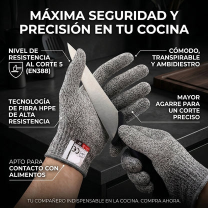 PAR GUANTES ANTICORTE - Reduce la exposición de tus manos a objetos filosos